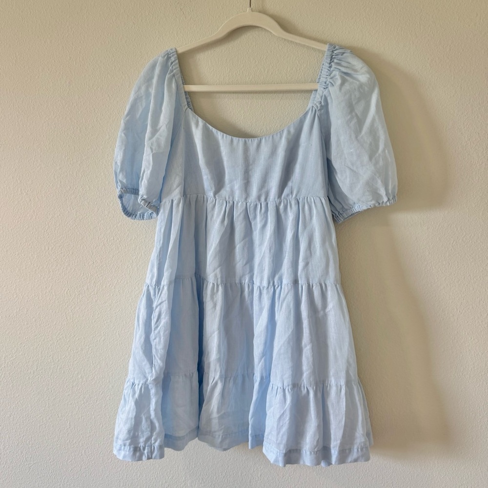 Light Blue Puff Sleeve Dress mini